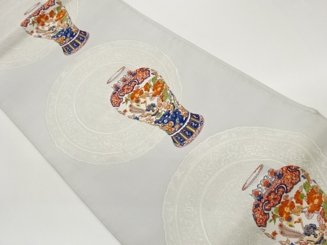 JAPANESE FUKURO OBI / WOVEN MIRRORS & FLOWER VASE